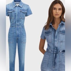 Good American Light Blue Denim Overalls